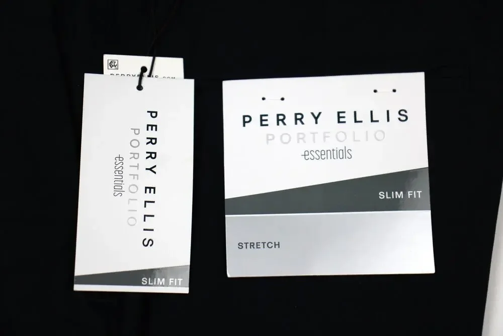 Perry Ellis Portfolio Pants Mens 30x29 Dark Sapphire Slim Fit Stretch Chino